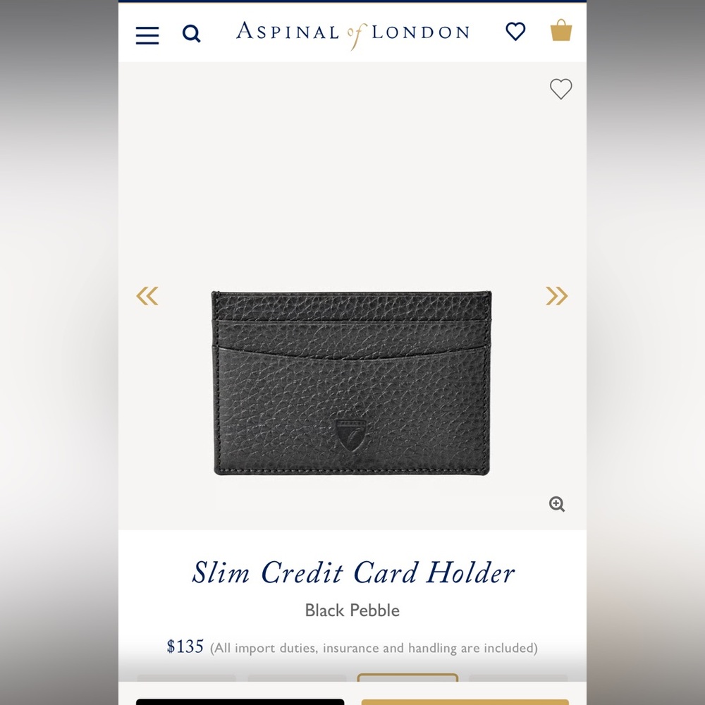 Aspinal of London - Black Pebble Card Holder